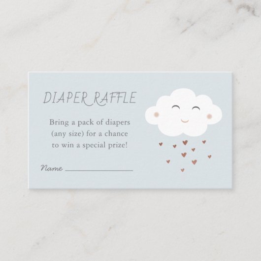 Cute Cloud Baby Shower Strooi Luier Tombola Informatiekaartje (Voorkant)