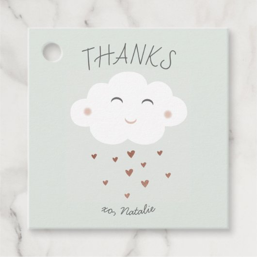 Cute cloud baby shower vertaling bedankjes labels (Voorkant)