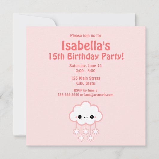 Cute Cloud Birthday Kaart (Achterkant)