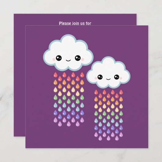 Cute Cloud Birthday Kaart (Voorkant / Achterkant)