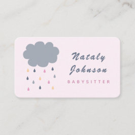 Cute Cloud & Colorful Rain Babysitter Minimalist Visitekaartje