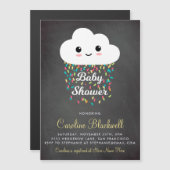 Cute Cloud & Confetti | ChalkboardBaby shower Magnetische Uitnodiging (Voorkant / Achterkant)