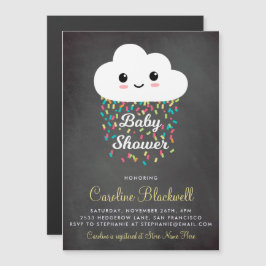 Cute Cloud & Confetti | ChalkboardBaby shower Magnetische Uitnodiging