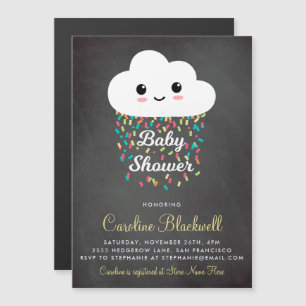 Cute Cloud & Confetti   ChalkboardBaby shower Magnetische Uitnodiging