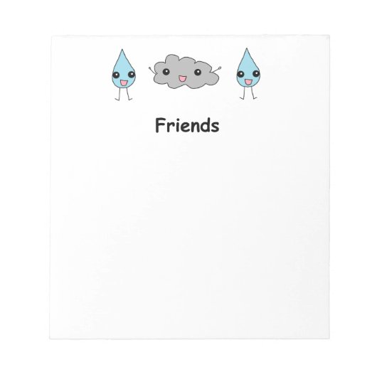 Cute Cloud en Raindrop Friends Notitieblok (Voorkant)