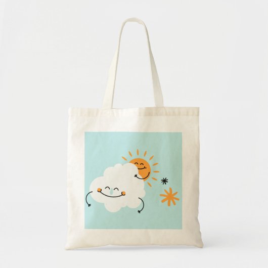 Cute Cloud en Sun Canvas tas (Voorkant)