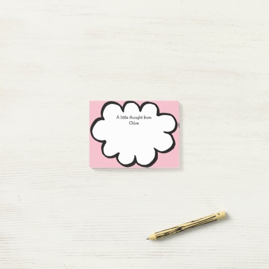 Cute Cloud Persoonlijke Naam Bericht Roze Post-it® Notes (Op bureau)