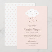 Cute Cloud Pink Baby shower Kaart (Voorkant / Achterkant)