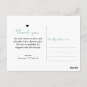 Cute Cloud Rain Hearts Baby shower Hartelijk dank Briefkaart (Achterkant)