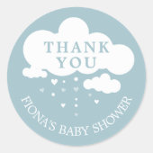 Cute Cloud Rain Hearts Baby shower Hartelijk dank Ronde Sticker (Voorkant)