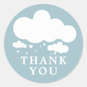 Cute Cloud Rain Hearts Baby shower Hartelijk dank Ronde Sticker (Voorkant)