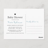 Cute Cloud Rain Hearts Baby shower Invitation Briefkaart (Achterkant)