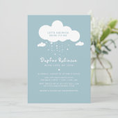 Cute Cloud Rain Hearts Baby shower Invitation Kaar Kaart (Staand voorkant)