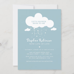 Cute Cloud Rain Hearts Baby shower Invitation Kaar Kaart