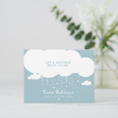 Cute Cloud Rain Hearts Baby Shower Uitnodiging (Staand voorkant)