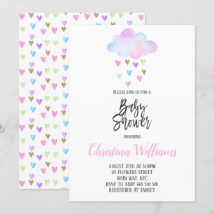 Cute Cloud Rain Rainbow Waterverf Baby shower Kaart