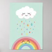 Cute Cloud Rainbow Nursery Pastel Poster Afdrukken (Voorkant)