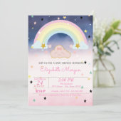 Cute Cloud Rainbow Stars Ombre Baby shower Kaart (Staand voorkant)