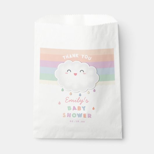 Cute Cloud Raindrops Gender Neutraal Baby shower Bedankzakje (Voorkant)