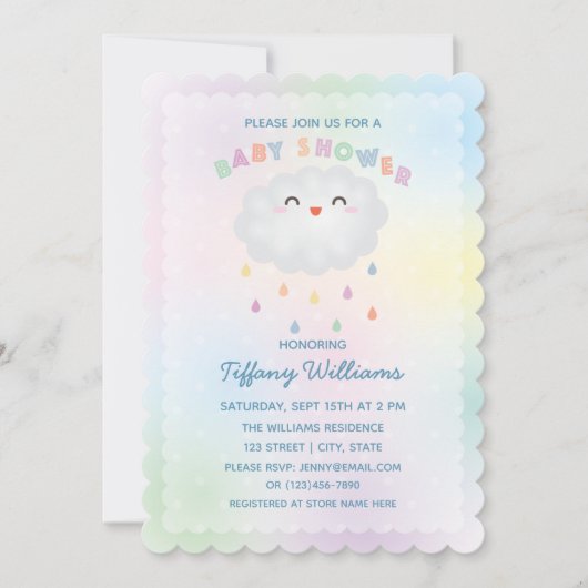 Cute Cloud Raindrops Gender Neutraal Baby shower Kaart (Voorkant)