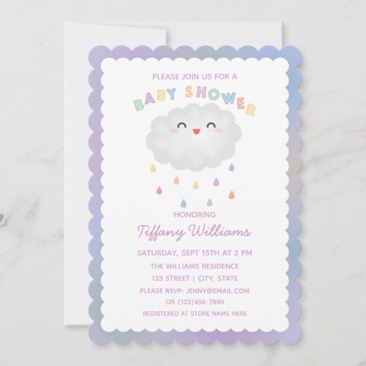 Cute Cloud Raindrops Gender Neutraal Baby shower Kaart (Voorkant)