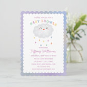 Cute Cloud Raindrops Gender Neutraal Baby shower Kaart (Staand voorkant)