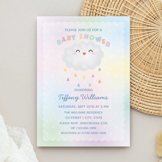 Cute Cloud Raindrops Gender Neutraal Baby shower Kaart