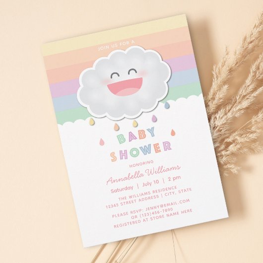 Cute Cloud Raindrops Gender Neutraal Baby shower Kaart