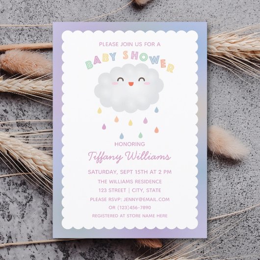 Cute Cloud Raindrops Gender Neutraal Baby shower Kaart
