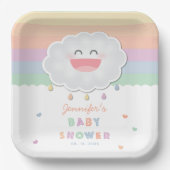 Cute Cloud Raindrops Gender Neutraal Baby shower Papieren Bordje (Voorkant)