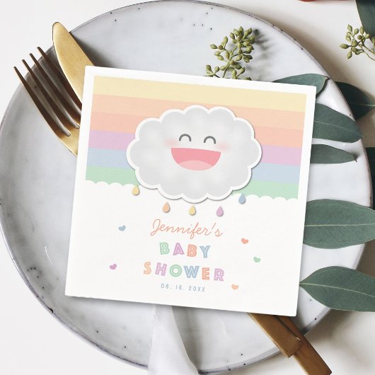 Cute Cloud Raindrops Gender Neutraal Baby shower Servet