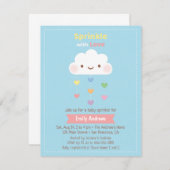 Cute Cloud Sprinkle Rainbow Hearts Baby shower Kaart (Voorkant / Achterkant)