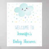 Cute Cloud Stars Blue Baby Sprinkle Welkom Poster (Voorkant)