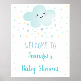 Cute Cloud Stars Blue Baby Sprinkle Welkom Poster