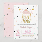 Cute Cloud, Stars, Sweet Baby Baby shower Kaart (Voorkant / Achterkant)