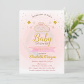 Cute Cloud, sterren Het is een meisje Baby shower Kaart (Staand voorkant)
