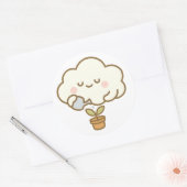 Cute Cloud Watering a Plant – Transparent Sticker (Envelop)