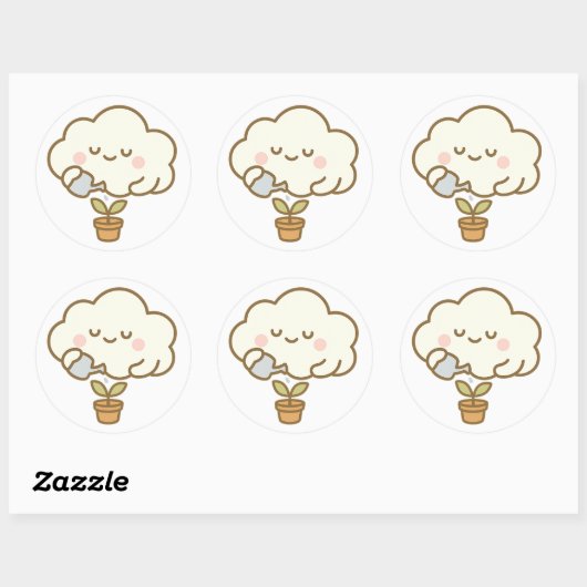 Cute Cloud Watering a Plant – Transparent Sticker (Vel)
