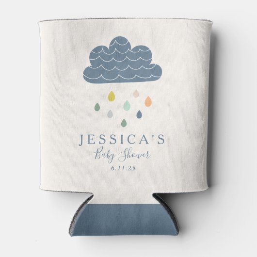 Cute Clouds and Raindrops in Blue Baby shower Blikjeskoeler (Voorkant)