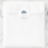 Cute Clouds and Raindrops in Blue Baby shower Ronde Sticker (Tas)