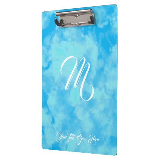 Cute Clouds Blue Monogram Klembord (Links)