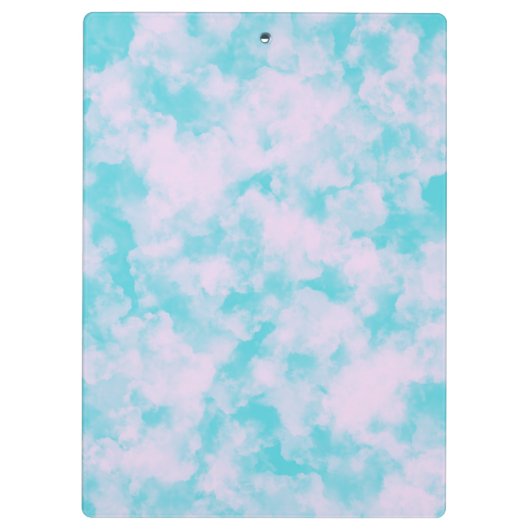 Cute Clouds Blue Monogram Klembord (Achterkant)