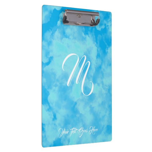 Cute Clouds Blue Monogram Klembord (Rechts)