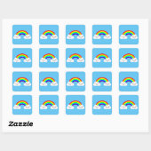 Cute Clouds en Rainbow Vierkante Sticker (Vel)