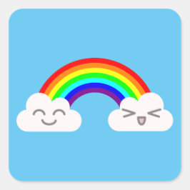 Cute Clouds en Rainbow Vierkante Sticker