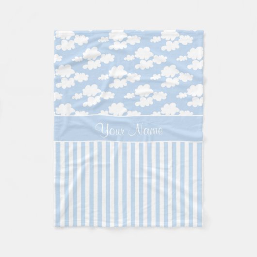 Cute Clouds en Stripes Fleece Deken (Voorkant)