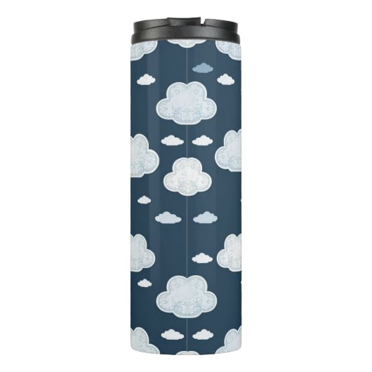 Cute Clouds Pattern – Soft Kawaii Sky Design Thermosbeker (Achterkant)