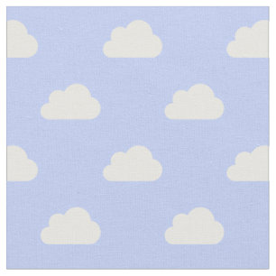 Cute Clouds White op blauw Stof