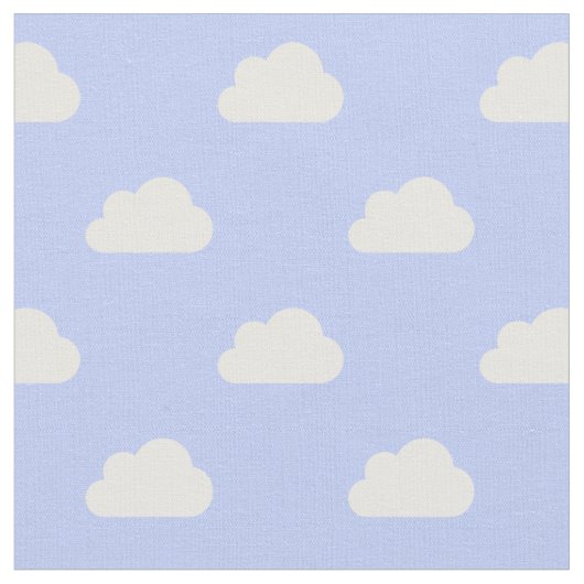 Cute Clouds White op blauw Stof (Close Up)