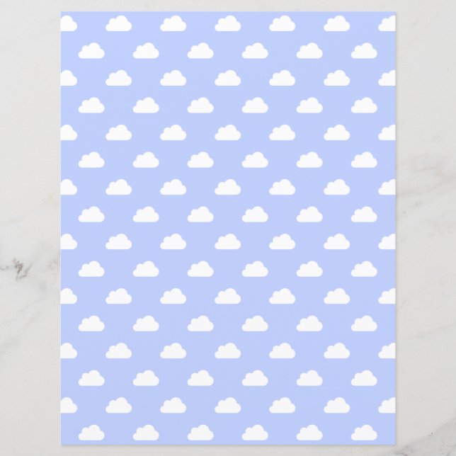 Cute Clouds White op Blue Scrapbook Paper (Voorkant)